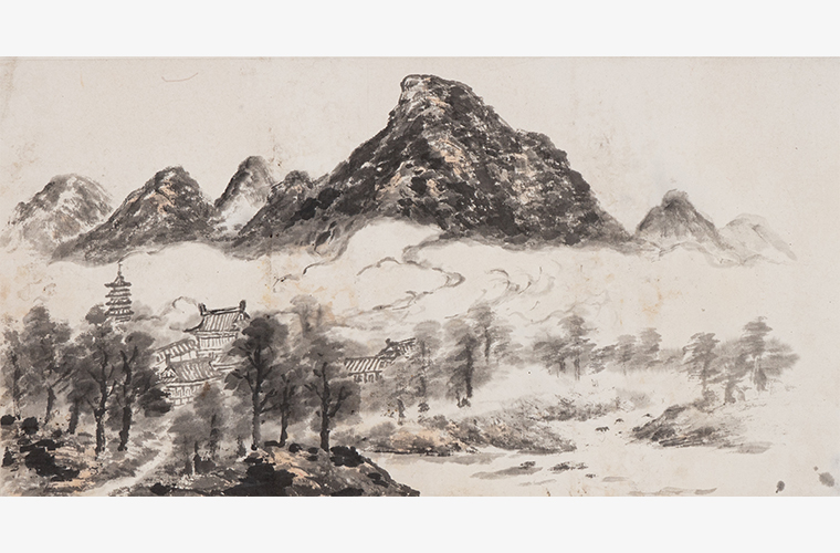 비 개인 산사
